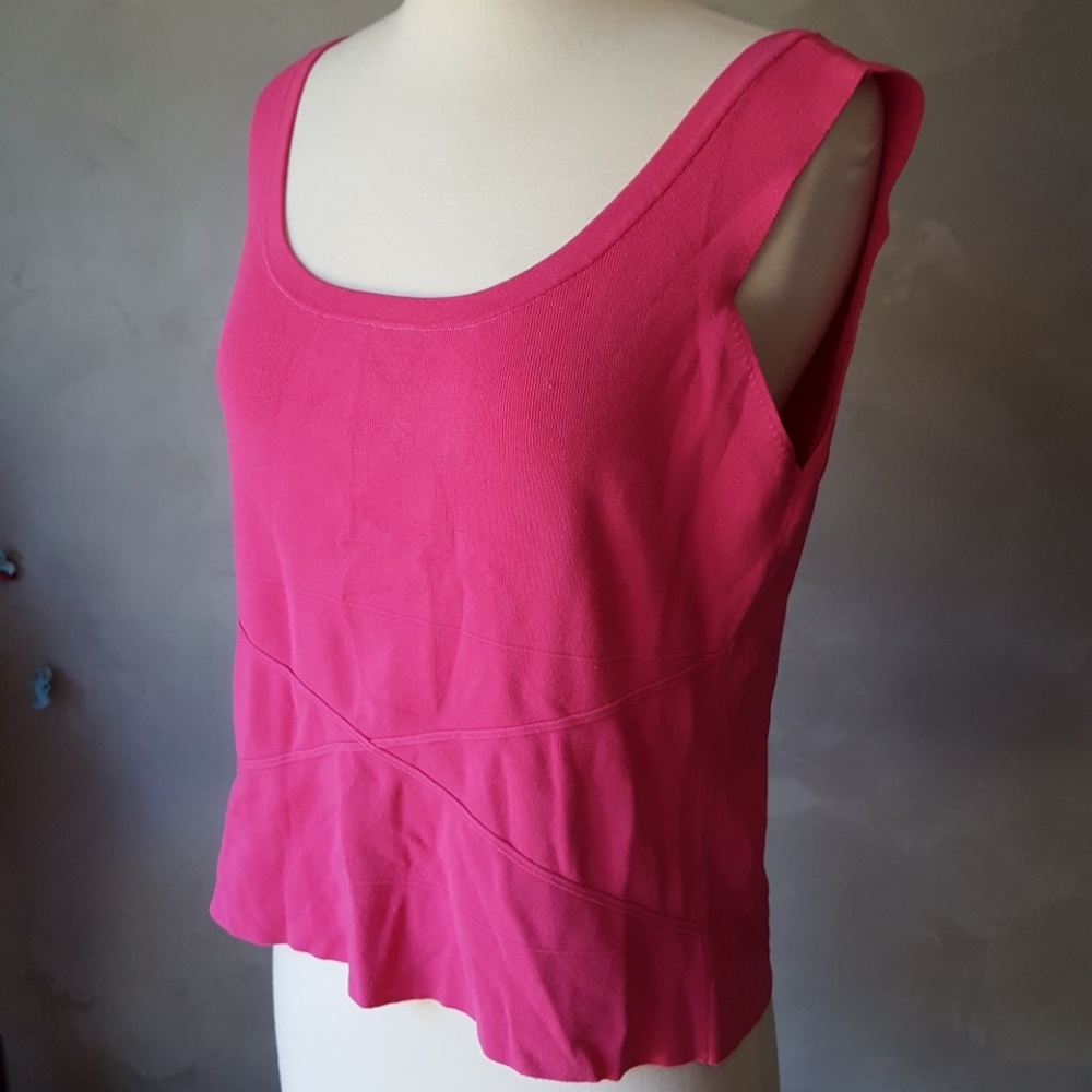 Raw Edge Hem Stretchy Viscose Tank Top by Cache